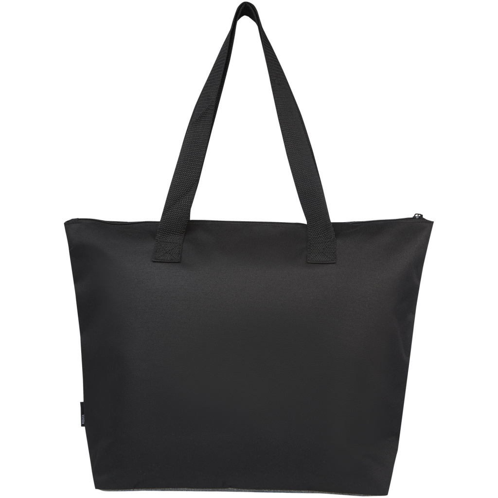 Two tone shop leather tote bag