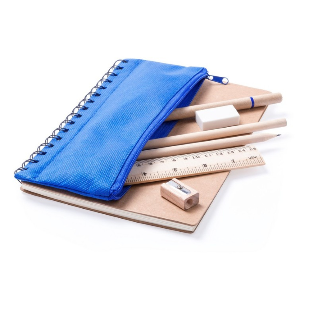 School set pencil case 2 pencils ball pen notebook ruler
