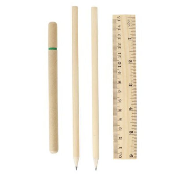  Školski set - pernica, 2 olovke, kemijska olovka, bilježnica, ravnalo, gumica i šiljilo