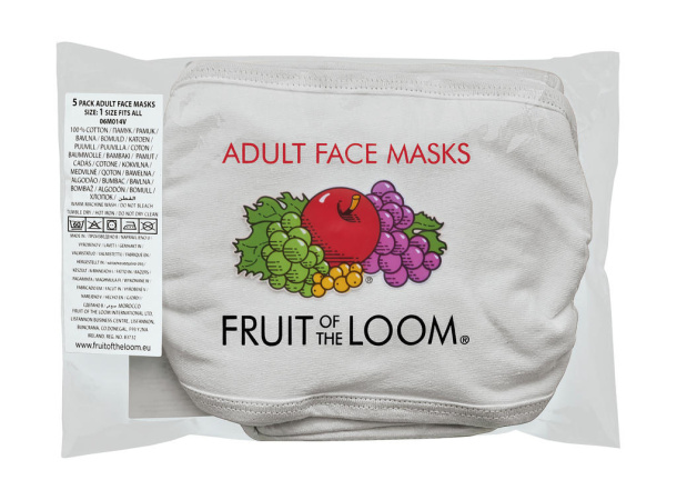  Maska za lice za odrasle (5-pack) - Fruit of the Loom