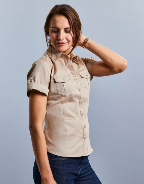 Ladies' Roll Sleeve Shirt - Russell Collection