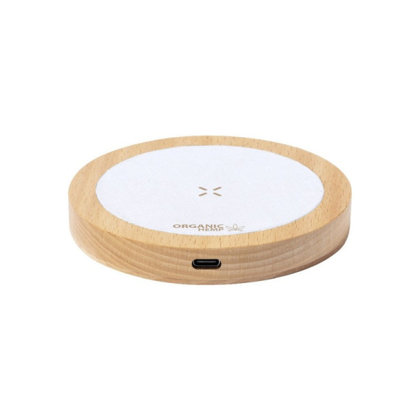  Organic hemp wireless charger 15W, wooden details