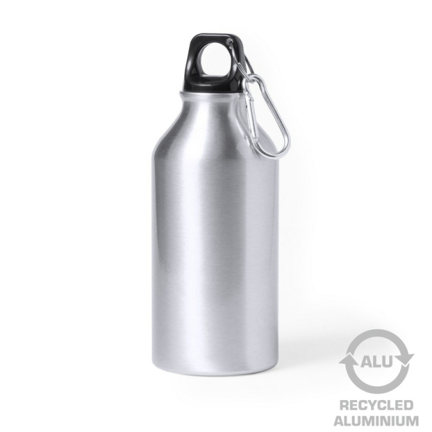  Recycled aluminium sports bottle 400 ml, carabiner