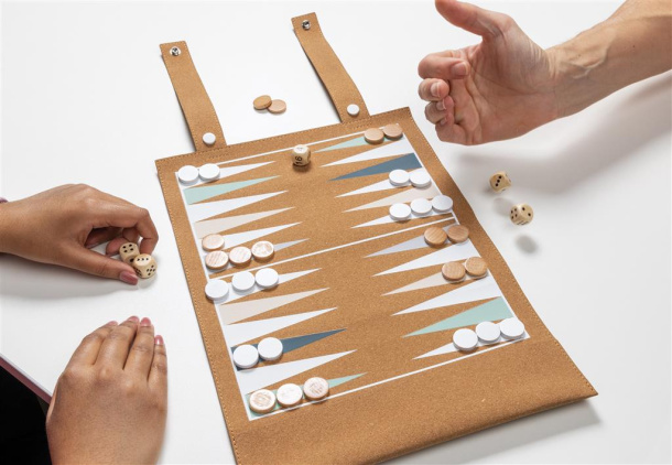  Britton cork foldable backgammon and checkers game set