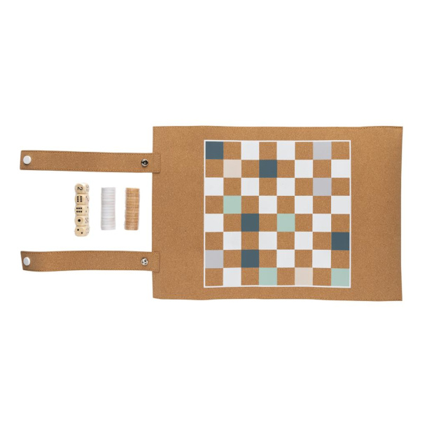  Britton cork foldable backgammon and checkers game set