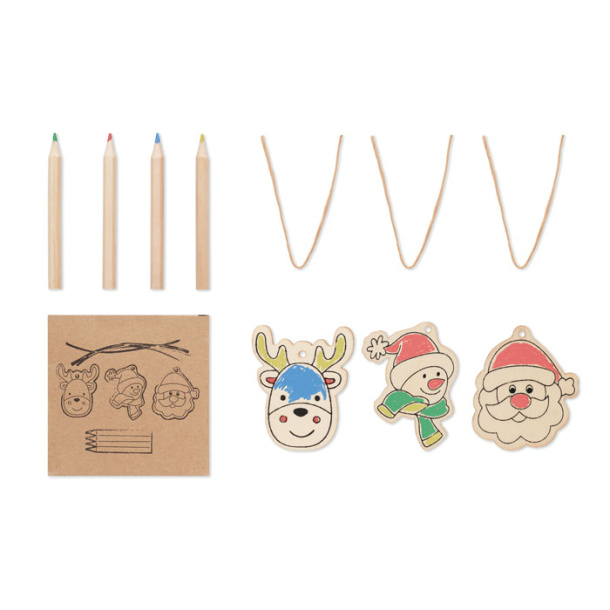 FUNCOOL Set za bojanje s drvenim ukrasima u božičnom stilu