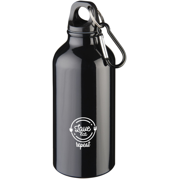Oregon 400 ml RCS certified recycled aluminium water bottle with carabiner - Unbranded