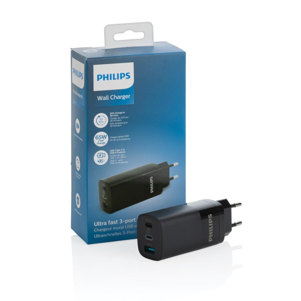  Ultra brzi USB zidni punjač s 3 ulaza Philips 65 W