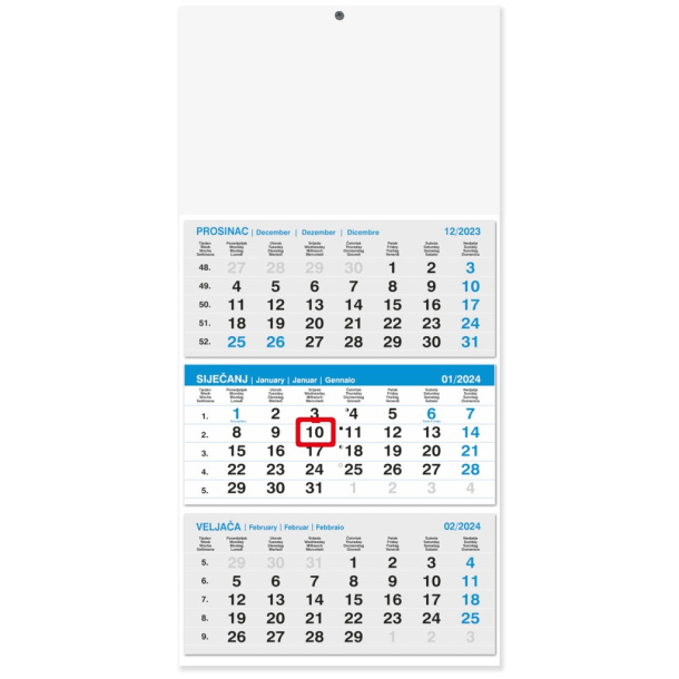  "Bussines Grey-Blue" three month calendar