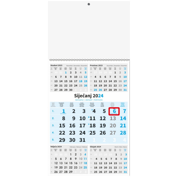  "Business Blue 5 months" three pat calendar