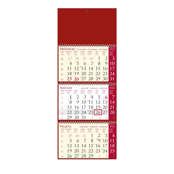  "Business SIRIO cherry" three month calendar