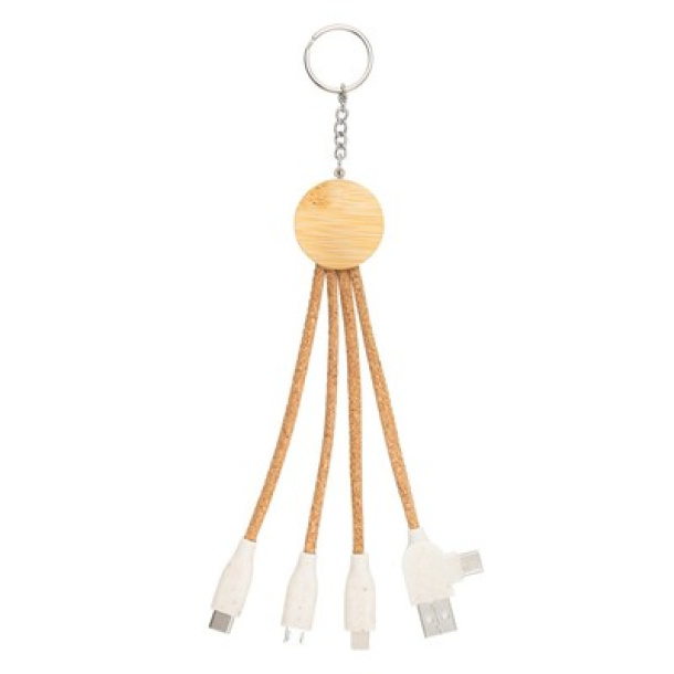 Antez Cork charging cable B'RIGHT, bamboo element, keyring