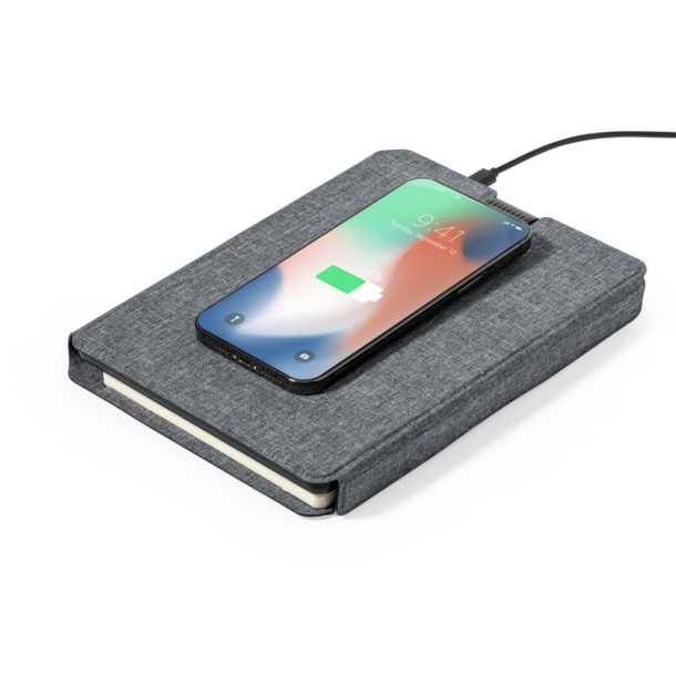  Multifunctional RPET notebook A5, magnetic wireless charger 10W, power bank 5000 mAh
