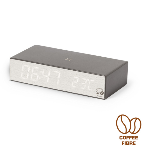  Coffee fibre and recycled cotton wireless charger 10W, multifunctional digital clock