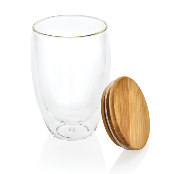  Čaša s dvostrukom staklenom stijenkom i bambusovim poklopcem - 350 ml