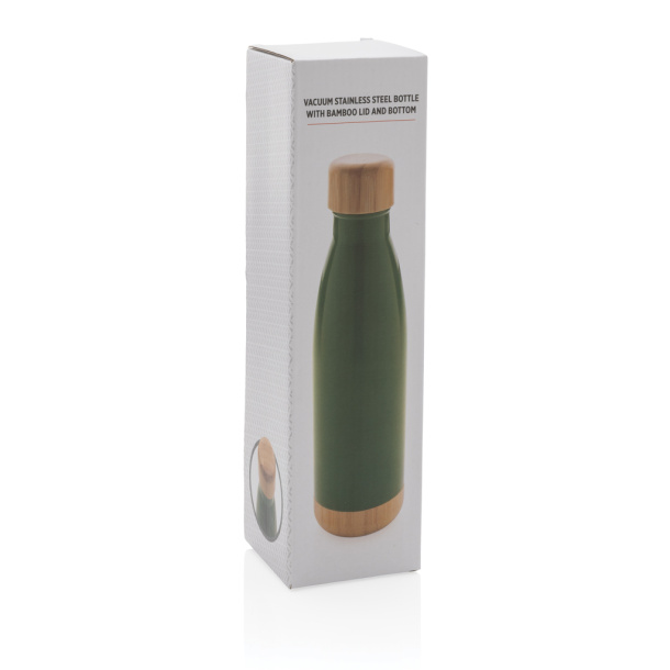  Vacuum stainless steel bottle with bamboo lid and bottom