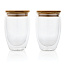  Double wall borosilicate glass with bamboo lid 350ml 2pc set