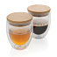  Set od dvije čaše s dvostrukom staklenom stijenkom i bambusovim poklopcem - 250 ml