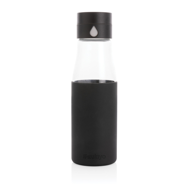  Ukiyo glass hydration tracking bottle with sleeve